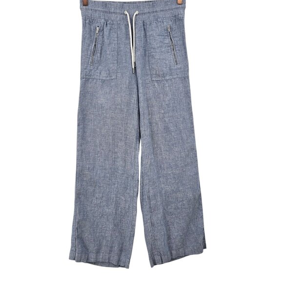 Athleta Womens 2 Blue Cabo Linen Wide Leg Pants - Picture 2 of 15